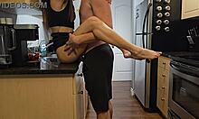 Petite step sister fucked in kitchen