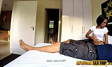 SLIM EBONY GIRLFRIEND SCREAMS, 'RAM ME DOGGY AFTER FACE FUCK!'