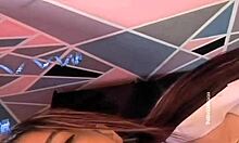 university girl feels intense pleasure with her dildo backstage