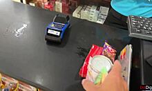 Cum Covered Facial in Public Supermarket