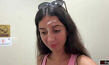 Cum Covered Facial in Public Supermarket