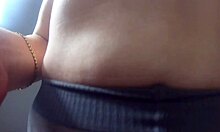 Milfycalla's stepmom stuffs pantyhose into her pussy