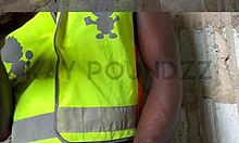 intense male moans during public solo session with huge release