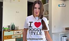 I seduced my step sis when she was wearing that i love doggystyle t-shirt and came inside her in missionary!