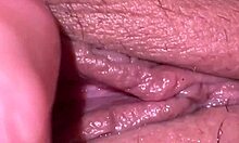 Jerking off to sexy babe's holes at night