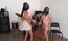 I'm short but horny, she's skinny and dark, we're both excited waiting for a man to fuck us at home.