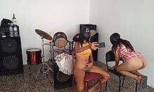 I'm short but horny, she's skinny and dark, we're both excited waiting for a man to fuck us at home.