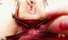 speculum tape 1 anal teen 18+ gape close up doggystyle brunette latin ass play spreader anal stretching sex toy glasses all natural medical fetish labia gaping asshole girl next door