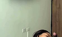 Cute brunette gives stepbrother sloppy blowjob