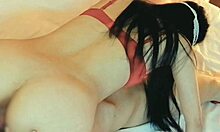 I fucked a busty beauty in red lingerie with cowgirl and doggystyle. Homemade amateur with Kawasaki JK.