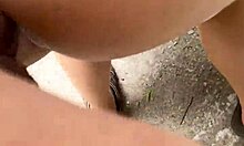 I fuck my cousin's tight ass again behind the rocky hill, creampie close-up