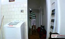 Latina Maid Interacting in the Living Room