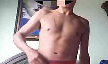 Latina amateur in red outfit with colombian charm