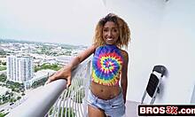 Tiny newbie stretched by gigantic white monster cock on first shoot