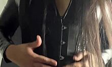 Brunette slut dominates you with JOI and CEI in Spanish, making you eat your cum