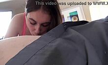 Watch her suck that black cock on her knees in the office?