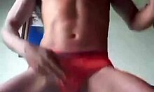 Latina amateur in red outfit with colombian charm