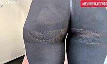 Big tits milf shows off in sheer leggings, Melody Radford!