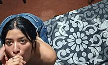 Hey, check out my girlfriend giving a deepthroat blowjob and handjob, licking balls, wanting cum on her face! 😏