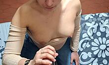 Hey, check out my girlfriend giving a deepthroat blowjob and handjob, licking balls, wanting cum on her face! 😏