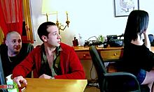 french actress lana fever gets roughly fucked by max casanovas big cock on the sofa, moaning loud