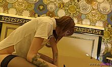 hot tight pussy skinny redhead braless no panties on bed bored in black stockings