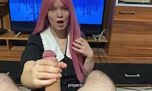 Step sister tries on student blowjob uniform and demonstrates her skills to step brother.