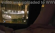 masturbating in public at the hotel window 😏