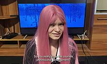 Step sister tries on student blowjob uniform and demonstrates her skills to step brother.