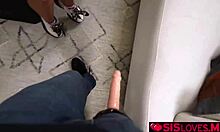 stepsister isabella nice rides toy on stepbros leg