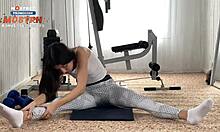 double penetration into a tight pussy for an athletic girl after workout, cum in mouth 😍