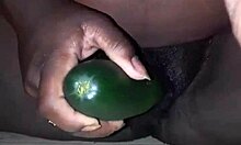 Imagine Fucking This Pregnant Ebony Bbw's Pussy With A Big Cucumber