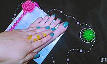 Beautiful young babe reaches orgasm from foot massage and fetish