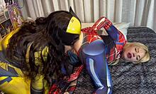 Wolverine and spider-woman explore intense anal pleasure with toys.