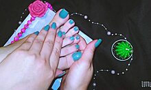 Beautiful young babe reaches orgasm from foot massage and fetish