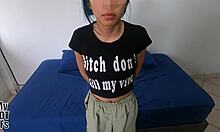 hermosa flaquita maria with blue hair wants to experiment and gets cumshot on face