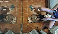 milf in pantyhose and high heels gives blowjob