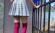 i love carresing them dirty outdoor socks on her cute body