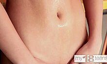 My18teen 18+s - beautiful girl with big natural boobs fingering her wet pussy in the kitchen