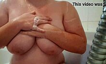 Busty Teen Washing And Massaging Soapy Natural Breasts