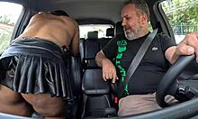 Milf Dandara Moraes, 36, takes anal creampie during outdoor hitchhike ride.