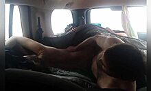 Public car sex with flashing and spanking