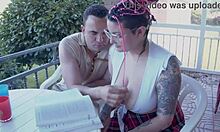 I Fuck The Tattooed Student On The Porch With My Big Cock!