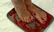 Beautiful Feet Pee On Strawberries And Trample