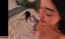 Chyna, that tattooed pale sexy tiny slut, shows her new boobs and takes huge white cock.