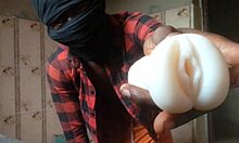 when home alone, i fucked my silicone toy vaginally with my monster cock