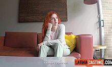 I tricked this innocent redhead Latina teen to fuck during the red lingerie casting interview