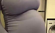 Pregnant Stepmother Exposes Milky Tits from Red Bra