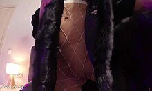 hot brunette feels intense orgasm masturbating in fetish outfit