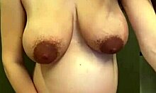 Pregnant Stepmother Exposes Milky Tits from Red Bra